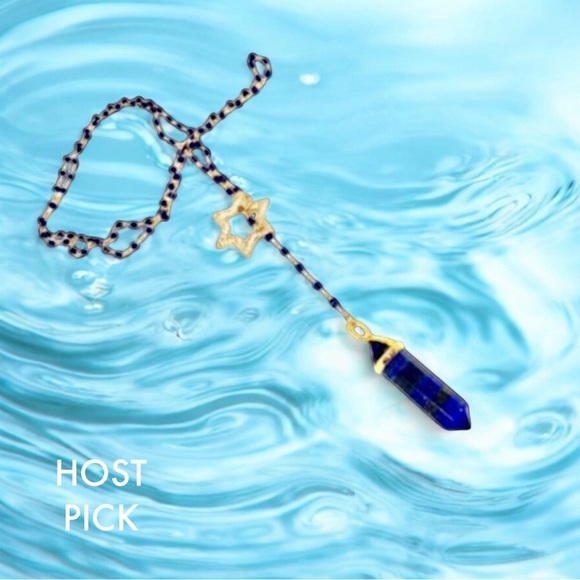 NEW Aviva Stanoff Lapis Lazuli Point Star Pendant 32" 14K Gold-Plated Necklace - Picture 1 of 7